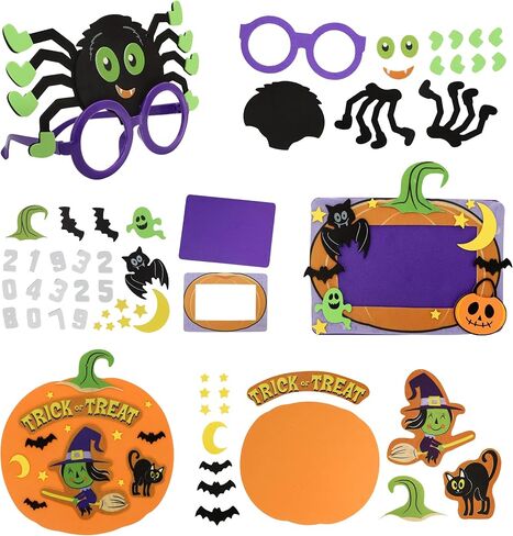 JOYIN Halloween Foam Craft Kit, Party Favors for Kids, Art Crafts with 3D Haunted House, Photo Frame, 2 Halloween Characters Decor, Glasses, Trick or Treat Door Sign Hanger, School Activities Games in Saudi Arabia