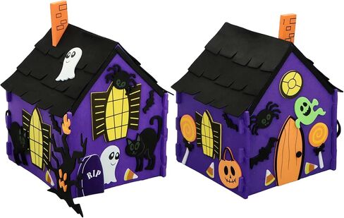 JOYIN Halloween Foam Craft Kit, Party Favors for Kids, Art Crafts with 3D Haunted House, Photo Frame, 2 Halloween Characters Decor, Glasses, Trick or Treat Door Sign Hanger, School Activities Games in Saudi Arabia