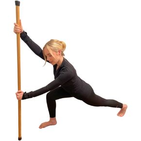 Versatile Stretching Stick: Yoga Stick & Stretch Bar with Super Sturdy Rubber Ends - Versatile Mobility Stick & Yoga Bar for Yoga, Stretching & Posture in Natural Bamboo