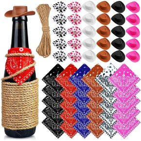 30 Set Plastic Mini Cowboy Hats Tiny Western Cowgirl Hat Cute Miniature Hat West Party Crafts for Cowboy Cowgirl Party Supplies