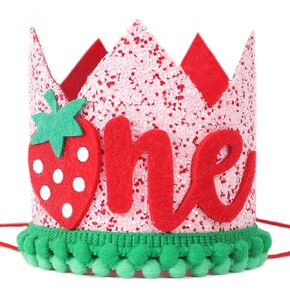 قبعة تاج الفراولة لعيد الميلاد الأول للفتيات - زينة حفلة عيد ميلاد الفراولة الأولى، تاج عيد ميلاد الفراولة in Kuwait