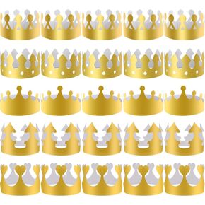 SIQUK 40 Pieces Paper Crowns Golden Party Crown Hats Paper King Crowns for Party and Birthday Celebration