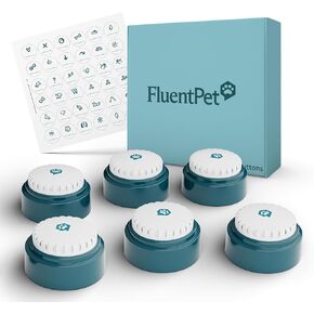 FluentPet Speak Up Button 12 Pack with Clearer Upward-Facing Sound - 12 Recordable Buttons with Batteries Included & Premium Audio for Dogs & Cats | Easy-to-Press Training Dog Buttons