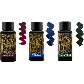 Diamine Fountain Pen Ink 30ml - 3 x Bottles - Writers Blood & Midnight Blue & Green Black