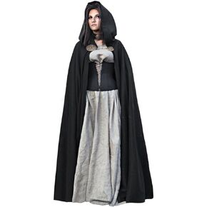 L'VOW Novelty Viking Hooded Cape Medieval Cloak with Turtle Brooch Chain Renaissance Halloween Costume