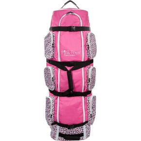 Pink Tees and Birdies Soft-Sided Golf Travel Bag with Wheels for Women Golfers, 600D Heavy-Duty Oxford Wear-Resistant, Lightweight & Foldable, Padded Protection Golf Club Travel Cover for Airlines