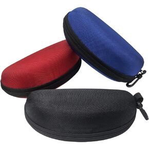 3 Pack Sunglasses Case, Eyeglasses Case for Men and Women, Portable Zipper Protect Case with Clip, Fit for Safety Glasses Safety Goggles 3D Glasses and Reading Glasses