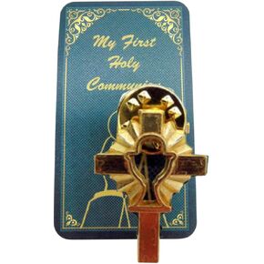 First Holy Communion Chalice Pin Accessory Set for Boys or Girls with Prayer Card Pack