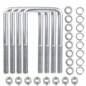 U Bolts 4 Sets,304 Stainless Steel Square U Bolt,U Bolts 3 inch Wide,1/2" D x 3-1/16" W x 5-5/16"L U-Bolts for Boat Trailer with Nuts and Washers, for Automobiles Trailer, Ski Boat