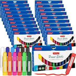 24 Sets Tempera Paint Sticks for Kids 12 Colors Washable Quick Drying Tempera Paint Sticks Bulk for Children Art Supplies Paper Wood Glass Rock Poster Canvas (12 Colors)