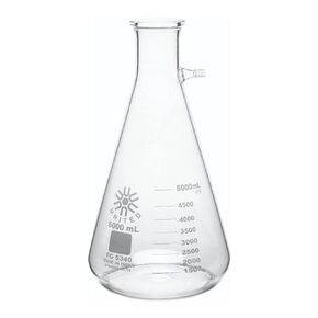 United Scientific™ FG5340-5000 Laboratory Grade Borosilicate Glass Heavy Wall Filtering Flask, Bolt Neck with Tubulation, 5000mL (5L) Capacity
