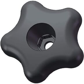 ANH3-HEX5SA- 2.25" Snap Lock Star Knob hex hole to accept 3/8" nuts and bolts, black pp (Pack of 10)