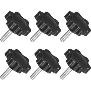 uxcell 6Pcs M8 x 25mm Star Knobs, Plastic Hex Shaped Clamping Knob Screw Hand Tightening Replacement Knob for Umbrella Base Replacement knob