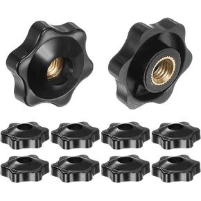 10pcs Star Knobs M5 Female Thread 25mm Head Plastic Through Hole Brass Screw-in Clamping Handles Threaded Hand Knobs, White