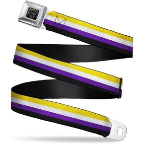 Buckle-Down Belt, Seatbelt Buckle Belt, Flag Non Binary Stripe, Adjustable