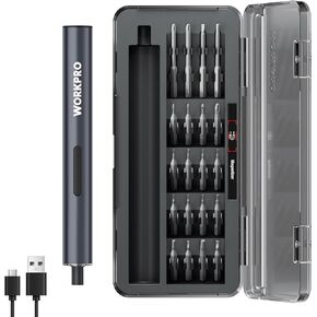 WORKPRO Mini Electric Screwdriver, 20 in 1 Electric Precision Screwdriver with Magnetizer and S2 Steel Bits, Magnetic Rechargeable Cordless Screwdriver Kit for Phone, Camera, Laptop