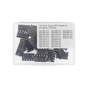 25 Values * 5 Pieces SMD ZM Series 1W LL-41 Glass Case Silicon Planar Zener Diodes 3V3 to 33V