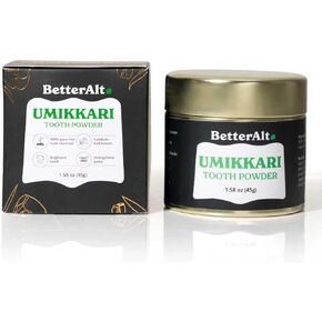 Umikkari Charcoal Powder 45 g Made with Rice Husk| with Enamel Safe Formula| Strengthens Teeth & Prevents Bad Breath| 100% Natural & Chemical Free