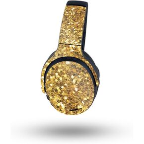 MightySkins Glossy Glitter Skin Compatible with Skullcandy Crusher ANC 2 - Gold Chips | Protective, Durable High-Gloss Glitter Finish | Easy to Apply, Remove, and Change Style