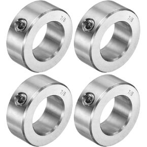 uxcell 4pcs Set Screw Collars 7/8" Bore 304 Stainless Steel Shaft Collars, 1-1/2" OD, 9/16" Width Axle Collar Clamp for Linear Rod Shaft Guide
