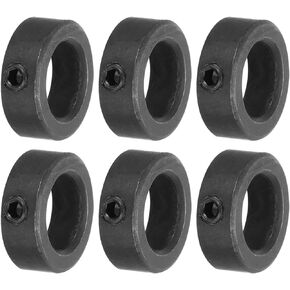 MECCANIXITY Shaft Collar 0.8 Inch Bore Carbon Steel Set Screw Style Clamping Collars Black 6 Pcs