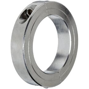 2C-150-S T303 Stainless Steel Two-Piece Clamping Collar, 1-1/2" Bore Size, 2-3/8" Outside Diameter, 1/4"-28 x 3/4" Set Screw