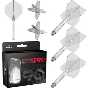Mission Darts Force 90 | Integrated Precision Moulded Dart Flight And Shaft System, Pack of 3 Professional Durable 2-In-1 Combined Dart Flights And Stems | Standard No.2