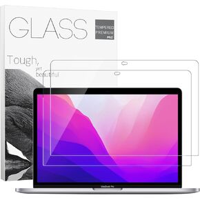 2Pack 9H Hardness Tempered Glass Screen Protector for MacBook Pro 13'' (M1/M2 2016-2022)/ MacBook Air 13 inch (M1 2018-2021), Bubble Free, Ultra Thin HD Transparency, Anti Scratch
