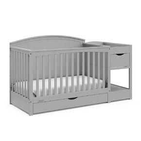 STORK CRAFT Graco Bellwood 5-in-1 Convertible Crib & Changer with Drawer (White) - GREENGUARD Gold Certified, Full-Size Storage Drawer, Converts to Toddler Bed and Full-Size Bed