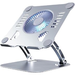 Laptop Cooler Cooling Pad Stand - Slim Ergonimic Laptop Stand for Desk, 3 Speed Cooling Fan Adjustable Height Laptop Cooling Stand for MacBook 11-15.6 Inch, Blue & Gray