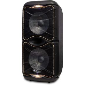 Dolphin SP-212RBT Portable Bluetooth Party Speaker with Lights and PA System with Expandable Battery