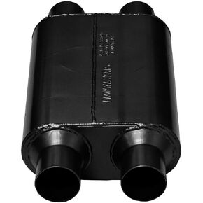 كاتم صوت حجرة FLOWMASTER 40 SERIES الجديد، بيضاوي، أسود، مدخل ومخرج مزدوج 2.5 بوصة، الطول الإجمالي 19 بوصة