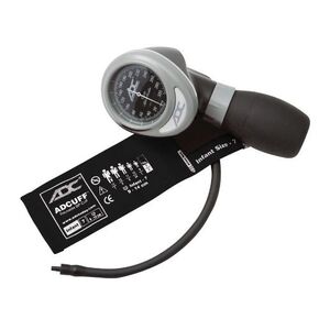 ADC 703-11ABK Diagnostix Model 703 Palm Style Aneroid Sphygmomanometer with Adcuff Nylon Blood Pressure Cuff, Adult, Black