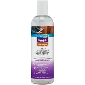 Farnam Vetrolin Concentrated Instant Horse Detangler and Conditioner for Mane and Tail, Use on Horses or Dogs, Removes Tangles and Adds Volume, 12 Oz.