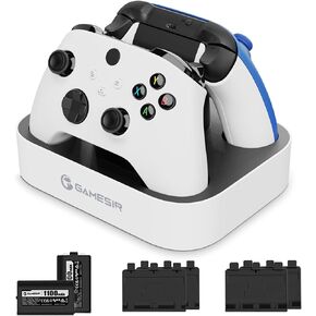 محطة شاحن وحدة التحكم GameSir لوحدة تحكم Xbox One/Xbox Series X|S، قواعد شحن مزدوجة سريعة لجهاز Xbox One X|S مع بطارية ليثيوم قابلة لإعادة الشحن بقدرة 2 × 1100 مللي أمبير في الساعة، مؤشر LED in Kuwait