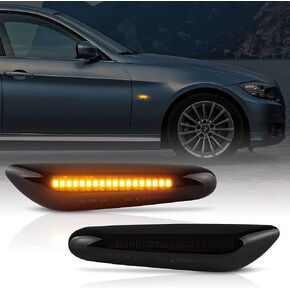 Gempro 2-Pack Amber LED Side Marker Turn Signal Lights Chrome Blinker Lamp for BMW E90 E91 E92 E93 E46 E53 E60 E61 X3 E83 X1 E84 E81 E82 E87 E88