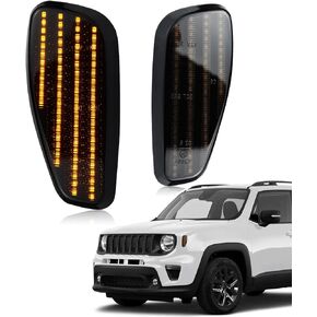 Smoked Lens Amber Front fender LED Side Marker Lights Compatible with Jeep Renegade SUV 2015 2016 2017 2018 2019 2020 2021 2022 2023 Front bumper Side marker Lamps 2PCS