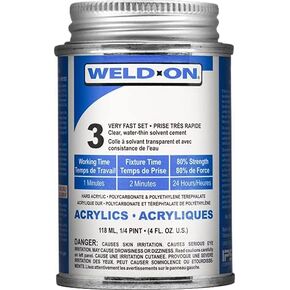 IPS Weld-On 3 Acrylic Plastic Cement with Weld-On Applicator Bottle with Needle, 4 oz Can, Clear