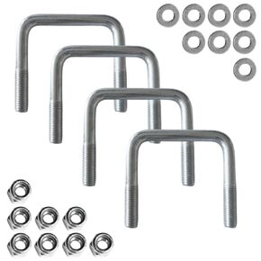 3x2 Inch U-Bolt for ROPS, Rectangular Beams, & More | Stainless Steel 304 | 1/2" D x 3-1/16" W x 3-1/2" L (D x Inside W x Inside L) | 8X Nyloc Nuts, 8X Washers & 4X U-Bolts