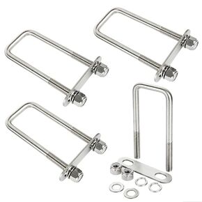 4Pack Square U-Bolts 4-1/2"(115mm) Inner Width, 304 Stainless Steel U Bolts M10 with Washers & Nuts for Replacement Parts and Accessories for Ski Boat, Fishing Boat or Sailboat Trailer