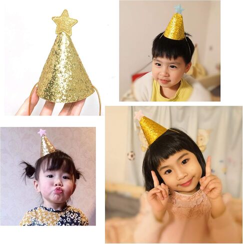 12 عبوة من قبعات عيد ميلاد النجمة الذهبية لحفلات أعياد الميلاد السعيدة من القماش المخروطية، قبعة حفلات لامعة للأطفال والكبار والحيوانات الأليفة in Saudi Arabia