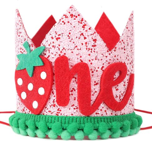 قبعة تاج الفراولة لعيد الميلاد الأول للفتيات - زينة حفلة عيد ميلاد الفراولة الأولى، تاج عيد ميلاد الفراولة in Kuwait