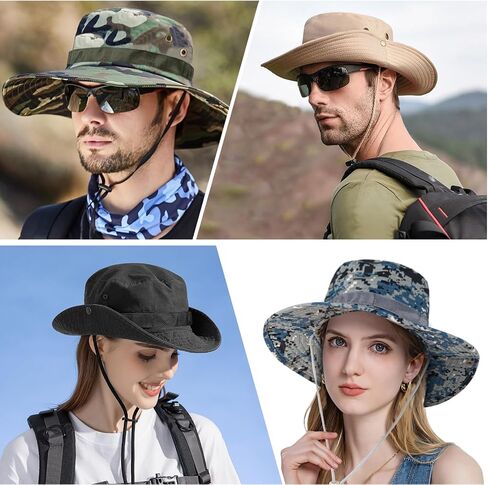 Rosoz Sun Hats for Men Women Bucket Hat UPF Protection Wide Brim Boonie Hat in Saudi Arabia