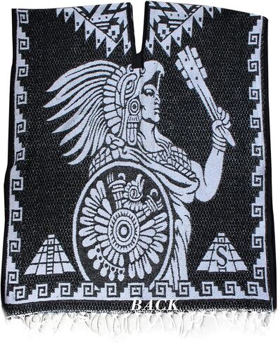 Del Mex Authentic Mexican Poncho Cobija Gaban Blanket -Black & White in Saudi Arabia