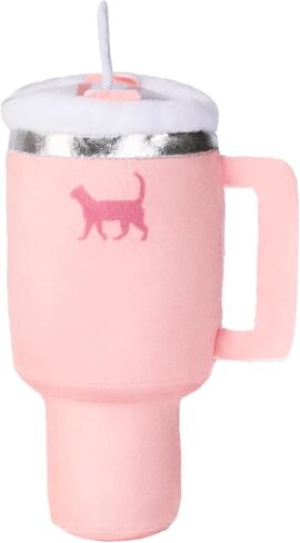 Kitty Cup Cat Trendy Tumbler Toy with Cat Nip | Crinkle Paper | Cute | Funny | Plush Toy | Parody Toy | (Pink Peach Dust) in Saudi Arabia