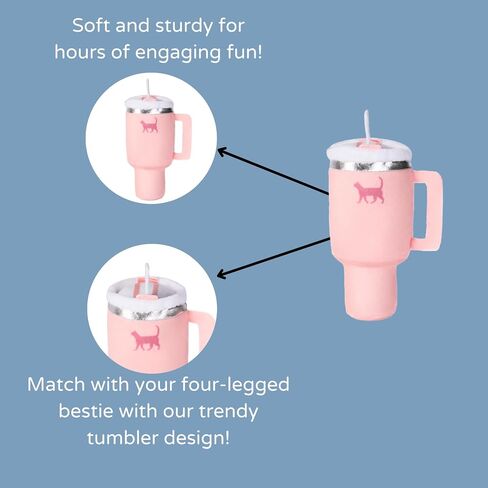 Kitty Cup Cat Trendy Tumbler Toy with Cat Nip | Crinkle Paper | Cute | Funny | Plush Toy | Parody Toy | (Pink Peach Dust) in Saudi Arabia