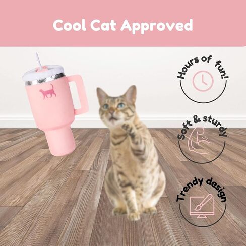 Kitty Cup Cat Trendy Tumbler Toy with Cat Nip | Crinkle Paper | Cute | Funny | Plush Toy | Parody Toy | (Pink Peach Dust) in Saudi Arabia