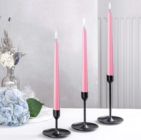 شموع مستدقة وردية مقاس 10 بوصة - مجموعة من 4 شموع مستدقة - بدون دخان ولا تقطر، شموع طويلة، عشاء منزلي، حفلة، زفاف، عيد الهالوين، الكنائس، شموع عيد الميلاد in Kuwait