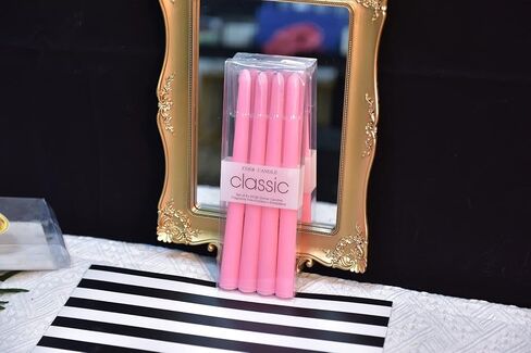 شموع مستدقة وردية مقاس 10 بوصة - مجموعة من 4 شموع مستدقة - بدون دخان ولا تقطر، شموع طويلة، عشاء منزلي، حفلة، زفاف، عيد الهالوين، الكنائس، شموع عيد الميلاد in Kuwait