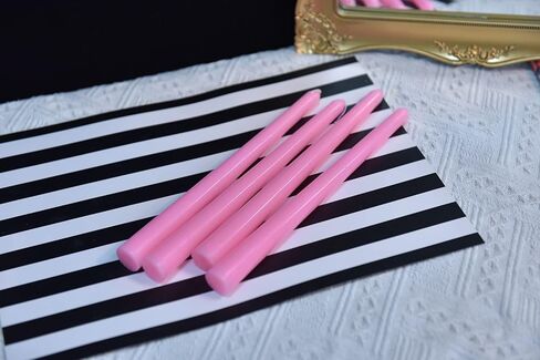 شموع مستدقة وردية مقاس 10 بوصة - مجموعة من 4 شموع مستدقة - بدون دخان ولا تقطر، شموع طويلة، عشاء منزلي، حفلة، زفاف، عيد الهالوين، الكنائس، شموع عيد الميلاد in Kuwait